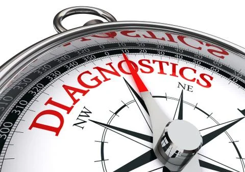 Diagnostics red word on conceptual compass Stock Illustration