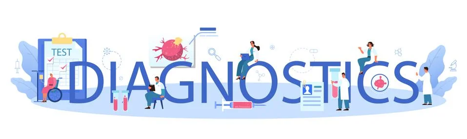 Diagnostics typographic header. Professional oncologist cancer disease Stock Illustration