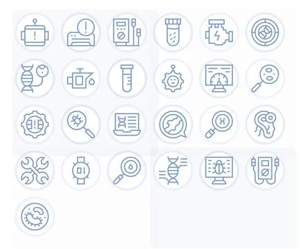 Diagnostics Vector Icon Toolkit featuring 25 Detail Enhanced 64x64 Regular .. Stock Illustration