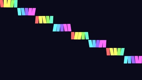 A diagonal arrangement of colorful small rectangles on a dark background Video stock 335117617