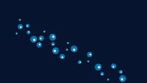 A diagonal arrangement of glowing blue circular particles on a dark backgroun Stock Footage 339618475