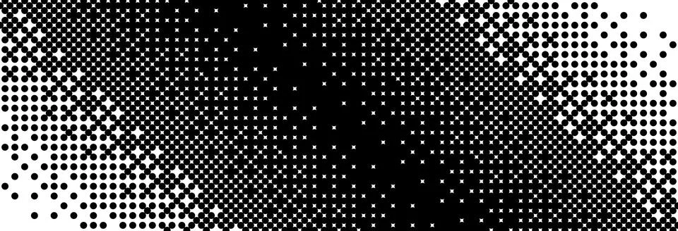Diagonal bitmap gradient texture. Black and white slanted dithering background Stock Illustration