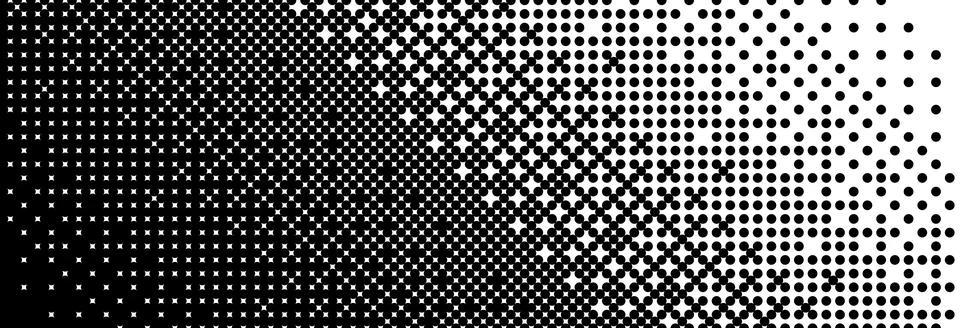 Diagonal bitmap gradient texture. Black and white dither pattern background Stock Illustration