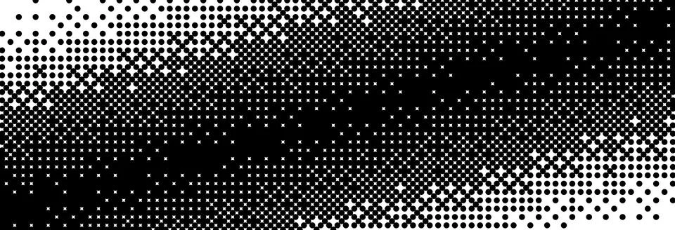 Diagonal bitmap gradient texture. Black and white slanted dithering background Stock Illustration