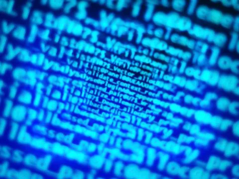 Diagonal blue computer code bokeh background Stock Illustration