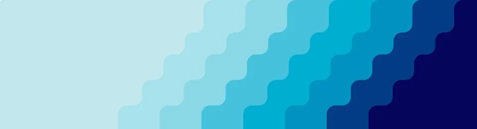 Diagonal blue gradient waves with layered geometric steps on white background 스톡 일러스트