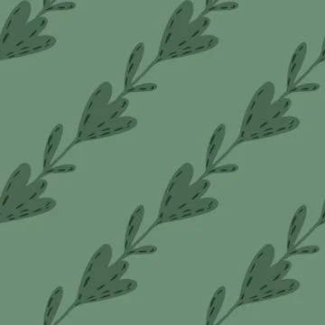 Diagonal botanic seamless pattern with tulip flower elements. Green pastel pa Stock Illustration