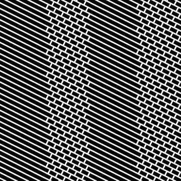 Diagonal Bricks and Stripes Black White Vector Seamless Pattern. Stock Illustration