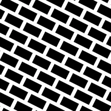Diagonal Bricks Black White Vector Seamless Pattern. Stock Illustration