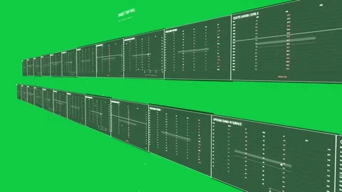 Diagonal camera sweep moving panels, revealing charts, markers on transparent bg Video stock 337506384