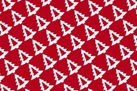 Diagonal Christmas Tree Seamless Pattern Design on Red Stock Illustration
