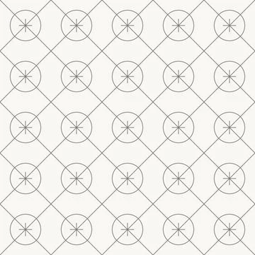 Diagonal circle star pattern, seamless pattern in line design. circle, star Stock Illustration