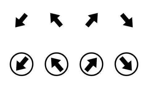 Diagonal Compass Arrow Icons in Circle Frames for Map Navigation Stock Illustration