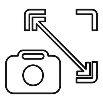 Diagonal composition photography icon with camera and arrows Stock Illustration