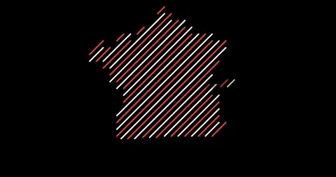 Diagonal Data Lines Build and Exit the Map of France Video stock 325719283