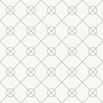 Diagonal diamond grid with circular nodes seamless pattern in minimal line Illustrazione stock
