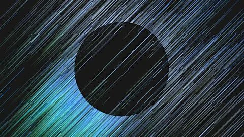 Diagonal digital abstract blue colored lines. Composition with a black circle Stock Illustration