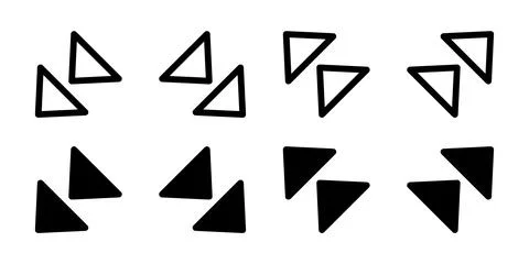 Diagonal Double Arrow Icon Set. A black glyph and outline icon of diagonal .. Stock Illustration