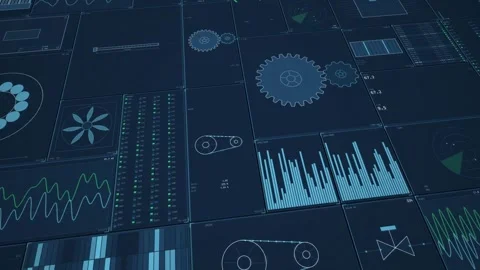 Diagonal Drift Technology Deck Panels Blue Console Stock Footage 343649108