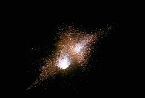 Diagonal explosion with comet erupting from center and vanishing at lower frame Stock Footage 86914828