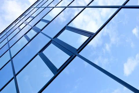 Diagonal facade with reflections Stock Photos