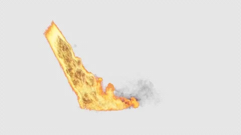 Diagonal flame jet on transparent backgr... | Stock Video | Pond5