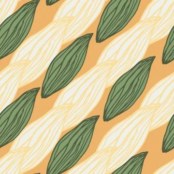Diagonal floral leaves elements seamless pattern. Green and white botanic fig Illustrazione stock