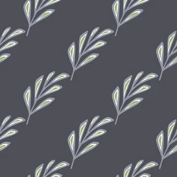 Diagonal geometric branches elements seamless foliage pattern. Purple pale ba イラスト素材