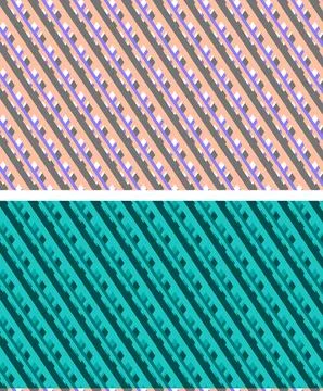 Diagonal Geometric Stripe Pattern With Contrasting Pastel Peach And Teal Co.. Stock Illustration