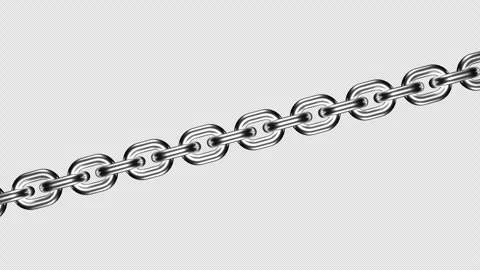 Diagonal glossy silver chain links moving a loop, overlay with alpha channel 3d Stock Footage 299632757