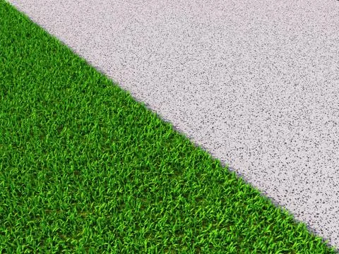 Diagonal grass carpet with cement Stock Illustration