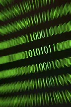 Diagonal green binary numbers with speed effect, digital data flood Stock Photos