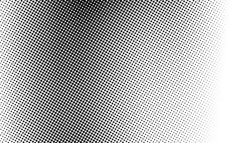 Diagonal halftone pattern with black dots creating a gradient effect on a white Illustrazione stock