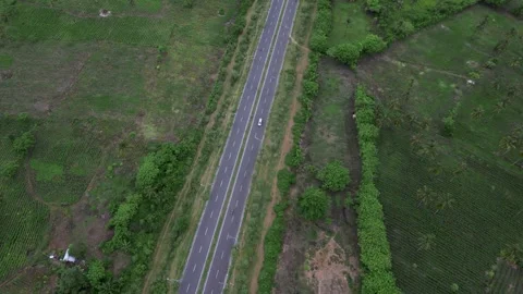 Diagonal Highway Across Green Fields Logistics Route Vídeo Stock 334136829