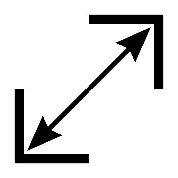 Diagonal icon, diagonal line with arrows pointing to corners square Stock Illustration