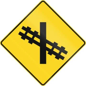 Diagonal Level Crossing Without Barrier in Canada Stock Illustration