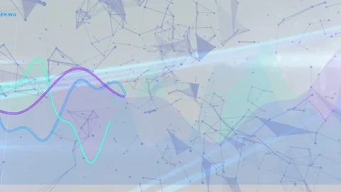 Diagonal light streaks sparking nodal mesh shifting while three waves rising, Stock Footage 334788323