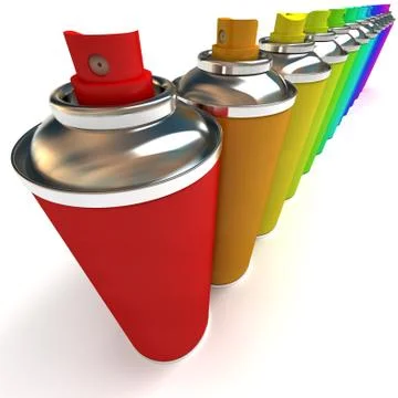 Diagonal line of multicolored sprays Stock Illustration