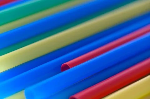 Diagonal Line Pattern of Smooth Colored Beverage Tubes 写真素材