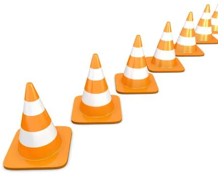 Diagonal line of traffic cones Stock Illustration