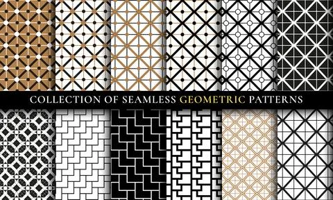Diagonal lines cell seamless backgrounds set collection Stock Illustration