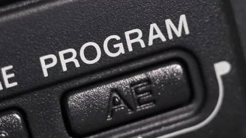 Diagonal Macro Of Program AE Auto Exposure Button Stock Footage 332622831