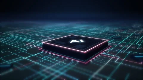 Diagonal Mesh Circuitry AI Silicon Packets Loop Stock Footage 343250128