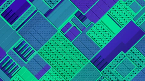 The diagonal movement of flat rectangular figures. 3d render loop animation. HD Stock Footage 145090494