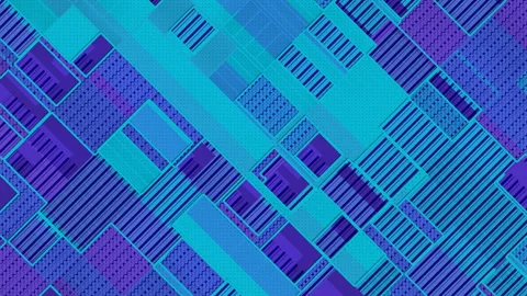 Diagonal movement of flat rectangular shapes. 3d rendering loop animation 4K Stock Footage 137502695