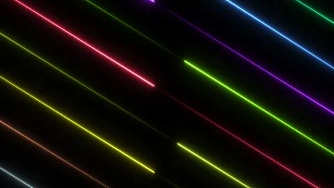 Diagonal Neon Light Streaks Abstract Background Vibrant Colors Dark Space M.. Video stock 338371849