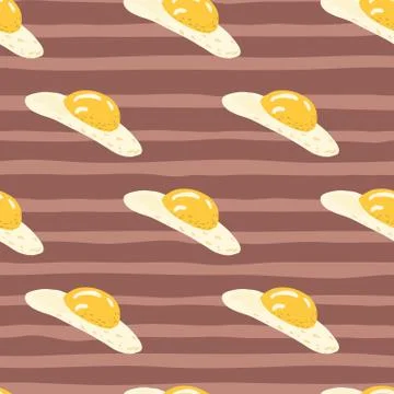 Diagonal omelette elements simple doodle seamless pattern. Bight eggs meal on 스톡 일러스트
