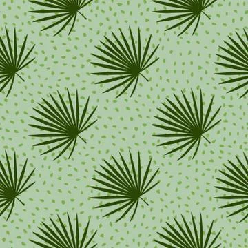 Diagonal ornament tropic seamless pattern with hand drawn fan palm shapes. Li Stock Illustration