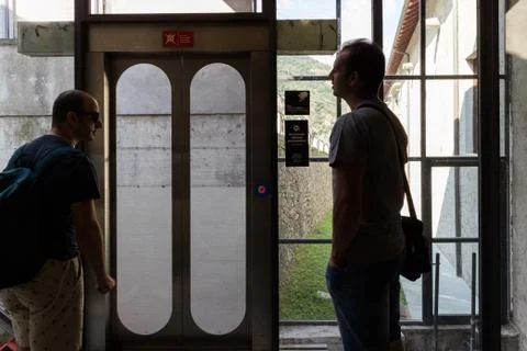 Diagonal panoramic elevator Stock Photos