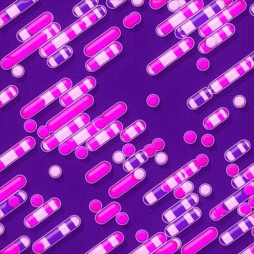 Diagonal pattern of colored geometric shapes. Abstract 3d rendering background Ilustração Stock